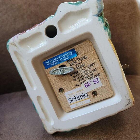 Pumbaa and Timon Music Box The Lion King Hakuna Matara Schmid 1994 Box Vintage - Picture 7 of 7